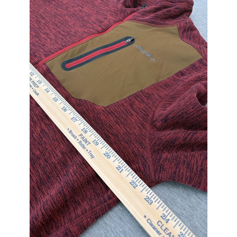 Eddie Bauer Mens M Fleece 1/4 Zip Pullover Jacket Pocket Plum Heather Gorpcore - Picture 6 of 7